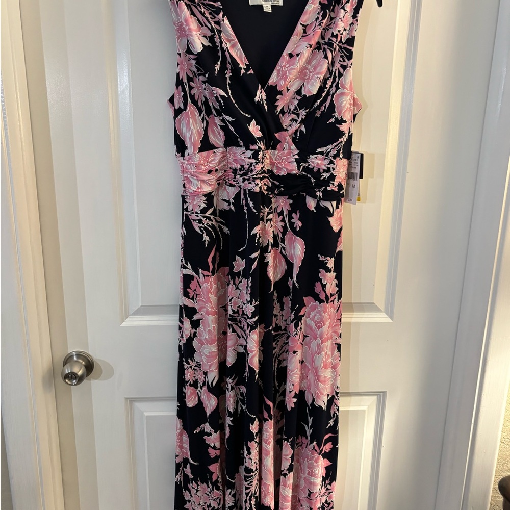 Studio One Sleeveless Pink Floral Midi Dress Sz Med NWT - Picture 8 of 9